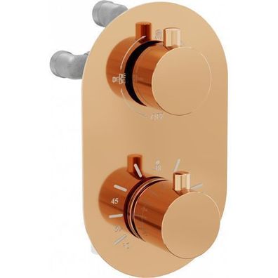 Mexen Kai Thermostat-Wannen-/Duschbatterie mit 3 Ausgängen, Rosa Gold - 77602-60