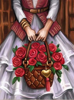 Tasche mit Rosenstrauß