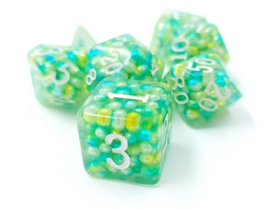 Set aus 7 Würfeln (w4-w10/100) | Perlennatur - Würfelset