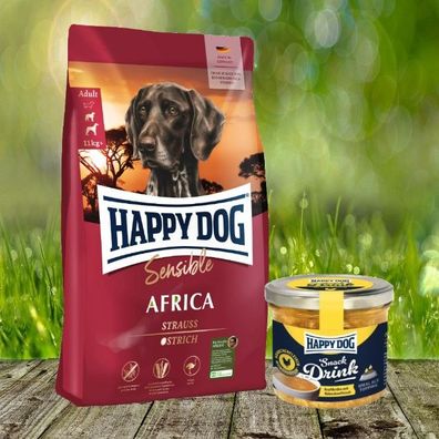 Happy Dog Supreme Sensible Africa 12,5 kg + Happy Dog Snack Drink mit Hähnchenfleisch