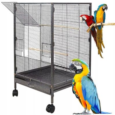 Metallkäfig für exotische Vögel - Voliere für Papageien und Kanarienvögel, 80 cm