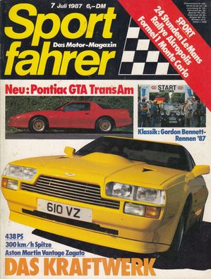 Sportfahrer 7/1987, Aston Martin, Pontiac, Le Mans, F1 Monte Carlo, Rallye