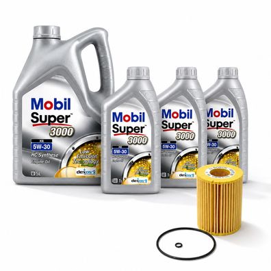 8L Mobil 5W30 Motoröl 229.52 + Bosch Ölfilter für OM642 V6 CDI A6421800009