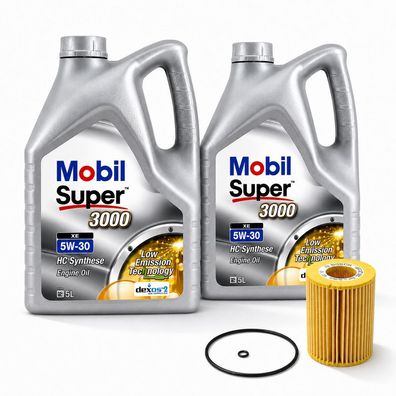10L Mobil 5W30 Motoröl 229.52 + Bosch Ölfilter für OM642 V6 CDI A6421800009