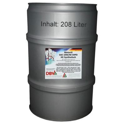 DBV SAE 10W/40 SHPD-Ganzjahresöl (teilsynthetisch) 208-Liter-Fass