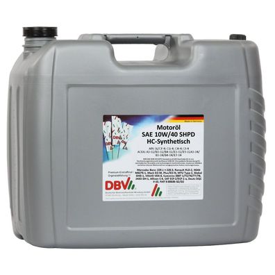 DBV SAE 10W/40 SHPD-Ganzjahresöl (teilsynthetisch) 20-Liter-Kanister