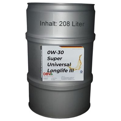 DBV 0W-30 Super-Universal Longlife III 208-Liter-Fass