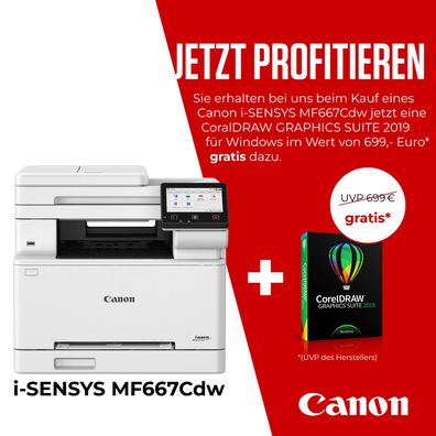 BUNDLE - Canon i-SENSYS MF667Cdw 4in1 inkl. Coreldraw Graphics SUITE 2019