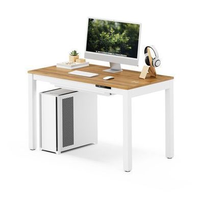 Elektrisch höhenverstellbarer Schreibtisch 120 x 63 cm, Qi- und USB-Ladefunktion