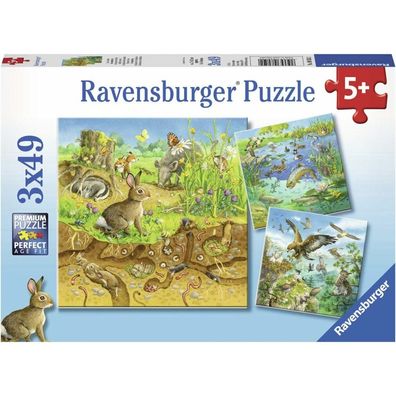 Ravensburger Puzzle Haustiere in ihrem Zuhause 3x49 Teile