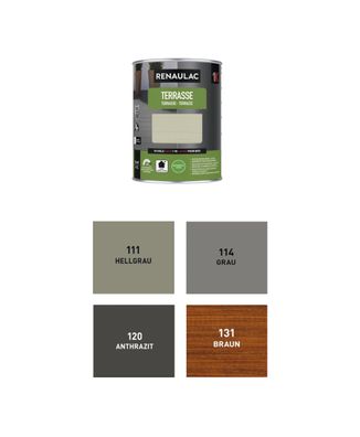 Renaulac Terrassenfarbe Seidenmatt 1L oder 2.5L Holz Außenbereich Lack Farbwahl
