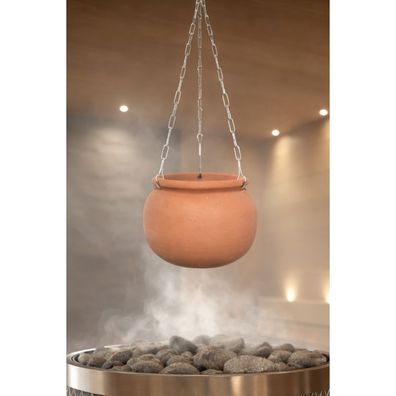 Nikkarien Sauna Aromaschale aus Terrakotta 2 l Aromatopf inkl. Kette