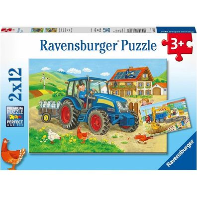 Auf der Baustelle und auf dem Bauernhof Puzzle, 2x12tlg