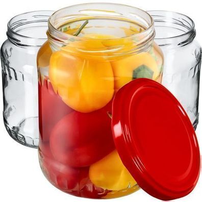 KADAX Einmachgläser, Marmeladengläser 720 ml (Rot / 16 Stück)