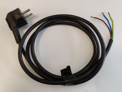 Netzstecker Euro, geerdet, schwarz, 90°, open End, Schuko, L= 150mm