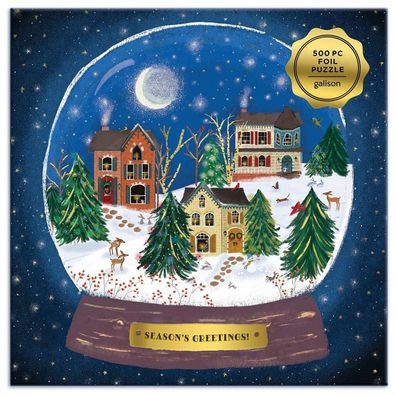 Galison Metallic Quadratisches Puzzle Schneemann 500 Teile