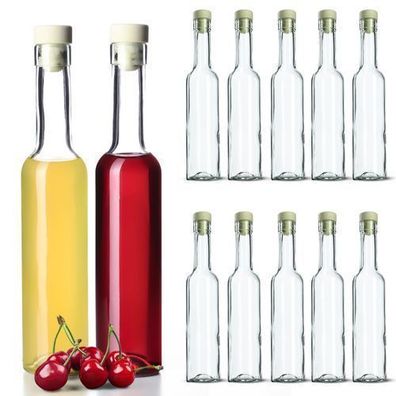 KADAX Glasflaschen mit Korkenverschluss, 250 ml, 12 Stück
