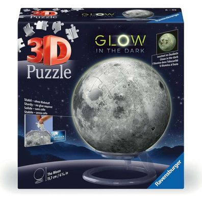 Ravensburger 11586 Puzzle Puzzle-Ball Der Mond - Glow-in-the-Dark 3D 72 Teile