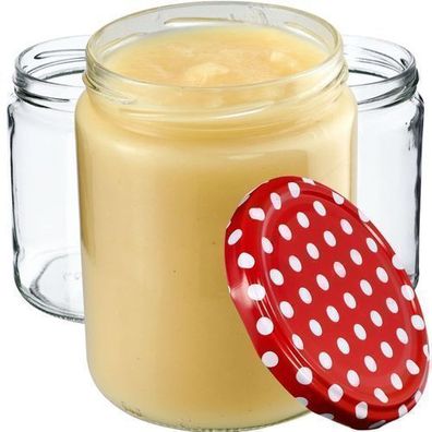 KADAX Weckgläser 540 ml, Einmachglas zum Einlegen, Rot gepunktet / 8 Stück