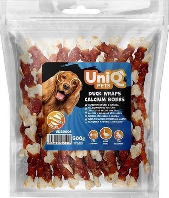 500g UNIQ PETS Kalzium-Kausticks mit Ente - Natürlicher Kausnack Leckerlies