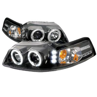 Für FORD Mustang 99 - 04 Projector Scheinwerfer Angeleyes LED schwarz 2004 1999