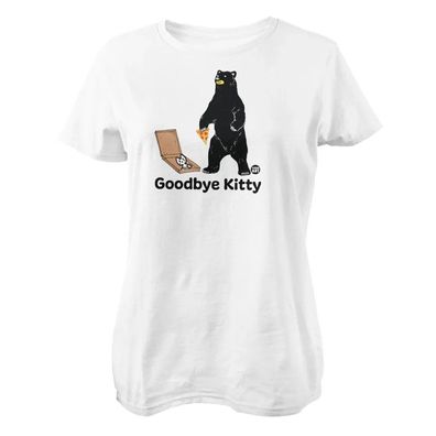 Todd Goldman Art Damen T-Shirt Goodbye Kitty Bear Pizza-ToddArt Girly Tee