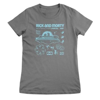 Rick and Morty Damen T-Shirt Portal Hop Girly Tee WB-5-RM021W