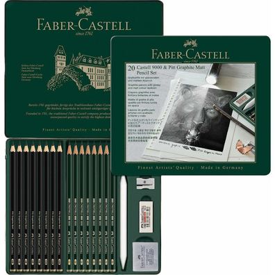 Pitt Graphite Matt Bleistift-Set HB-14B, B-8B schwarz/grün mit Radierer 1 St