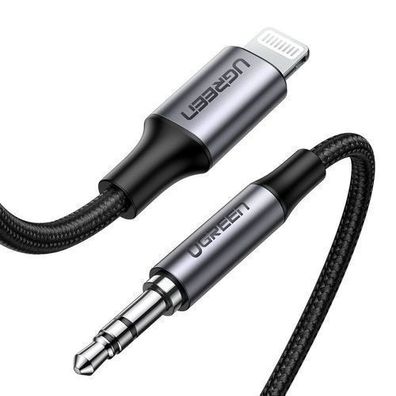 Ugreen MFi zertifiziertes Lightning auf 3,5 mm AUX Audiokabel, 1 m, Grau (70509)