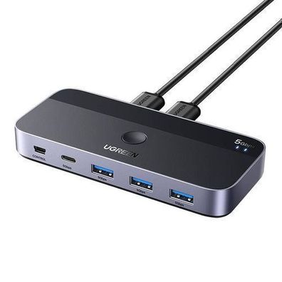 Ugreen CM662 USB 3.0 Switch 2-in-4 inkl. 2x USB-A Kabel - Schwarz