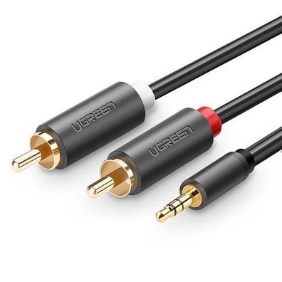 Ugreen AV102 Premium Audio Kabel 3,5mm auf 2xRCA, 5m, Grau fuer Hi-Fi Sounderlebn