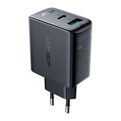 Acefast Netzladegeraet USB Typ C / USB 32W, PPS, PD, QC 3.0, AFC, FCP Schwarz (A5