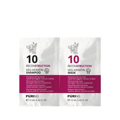 PURING 10 Rekonstruktions-Veg-Keratin-Shampoo mit Maske 10+10 ml