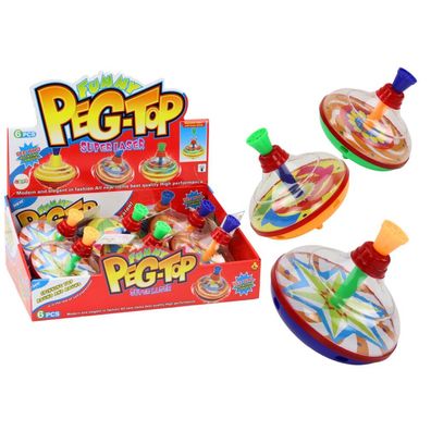Leantoys Kreisel für Kinder Traditioneller Kreisel 15 cm x 14 cm 3 Muster