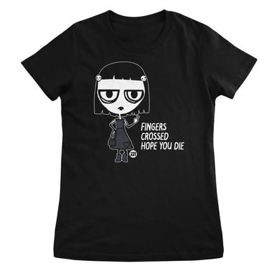 Todd Goldman Art Damen T-Shirt Fingers Crossed-Hope You Die-ToddArt Girly Tee