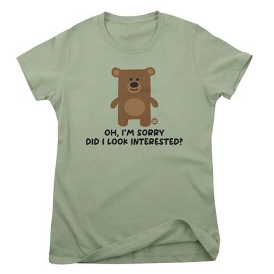 Todd Goldman Art Damen T-Shirt Did I Look Interested-Don'T Care Bear Girly Tee