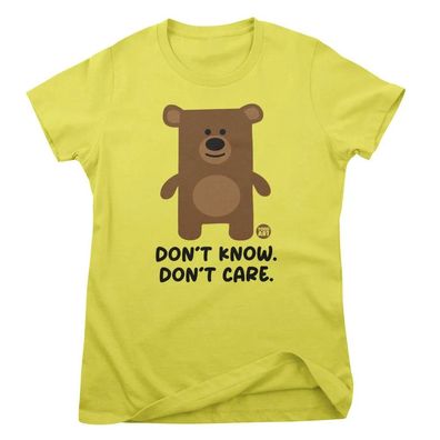 Todd Goldman Art Damen T-Shirt Don'T Know Care-Don'T Care Bear Girly Tee