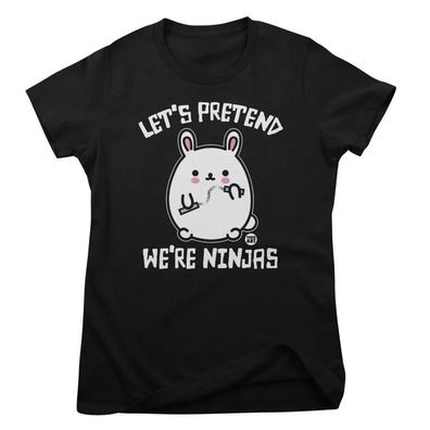 Todd Goldman Art Damen T-Shirt Bad Bunny-Let's Pretend WE'RE Ninjas-ToddArt Girly