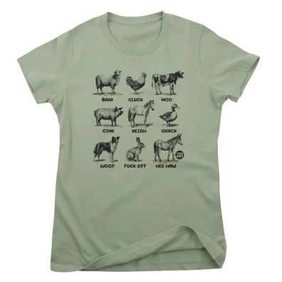 Todd Goldman Art Damen T-Shirt The Sounds OF Farm Animals-ToddArt Girly Tee