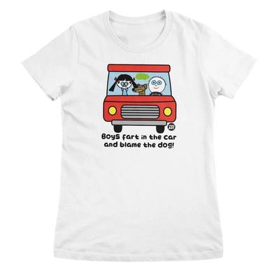 Todd Goldman Art Damen T-Shirt Boys Fart IN The Car-ToddArt Girly Tee TDA-5-BAS005W