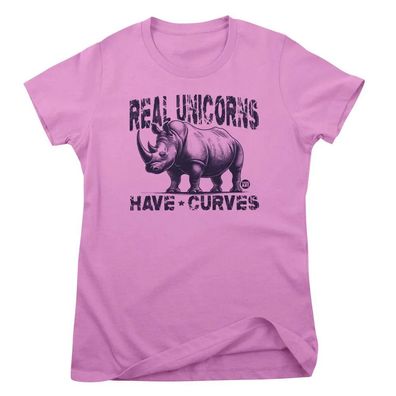 Todd Goldman Art Damen T-Shirt Real Unicorns Have Curves-ToddArt Girly Tee