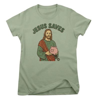 Todd Goldman Art Damen T-Shirt Jesus Saves-ToddArt Girly Tee TDA-1-JESUS012W