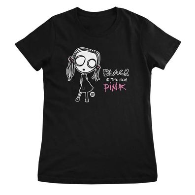 Todd Goldman Art Damen T-Shirt Black IS The New Pink-ToddArt Girly Tee TDA-5-EVEL004W