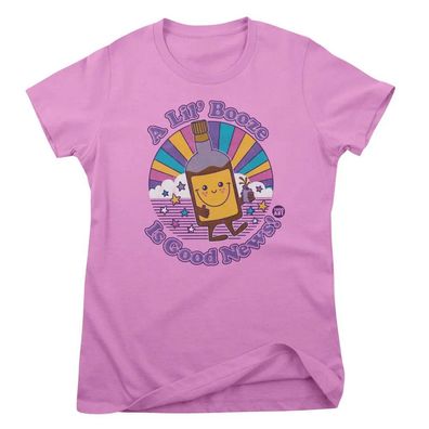 Todd Goldman Art Damen T-Shirt A Lil' Booze IS Good News-ToddArt Girly Tee