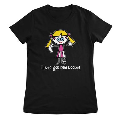 Todd Goldman Art Damen T-Shirt Dum Blond-I Just Got New Boobs-ToddArt Girly Tee