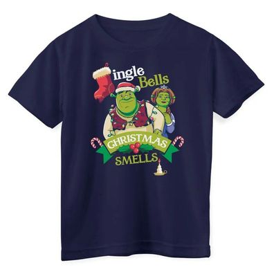 Shrek Kinder T-Shirt Jingle Bells Christmas Smells Kids Tee UV-12-SHK015-DTF703