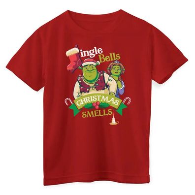 Shrek Kinder T-Shirt Jingle Bells Christmas Smells Kids Tee UV-12-SHK015-DTF703