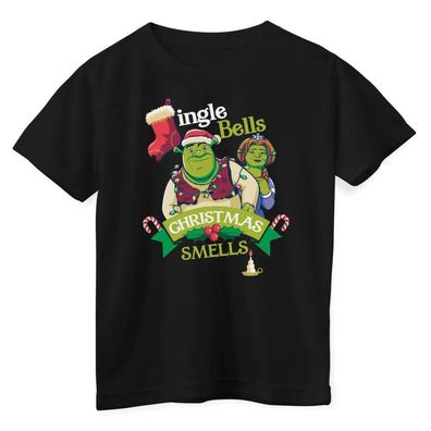 Shrek Kinder T-Shirt Jingle Bells Christmas Smells Kids Tee UV-12-SHK015-DTF703