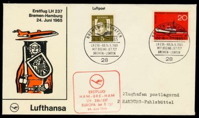 Erstflugbeleg Nr LH 237 Lufthansa BRIEF MIF X8B4B52