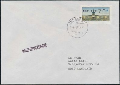 BERLIN ATM 1-070 Briefdrucksache EF FDC X7E4736